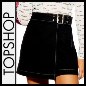 NWOT Topshop Denim Buckle Wrap Skirt